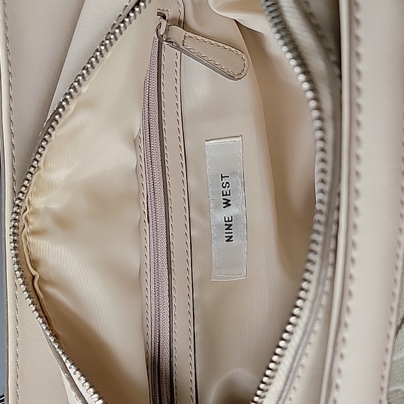 Nine West Green Print Fabric Handbag Satchel Purse - Picture 9 of 11